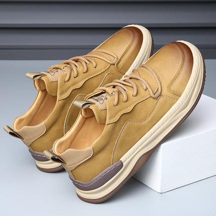 Men'S White Perforated Casual Sneakers - Breathable Low-Top Lace-Up Shoes with Round Toe,