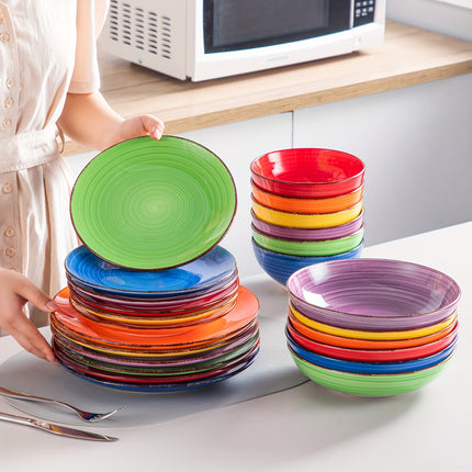 24pcs Dinnerware Collection, Including Plates And Bowls, Designed for Six People, Featuring Scratch-Resistant Dishes