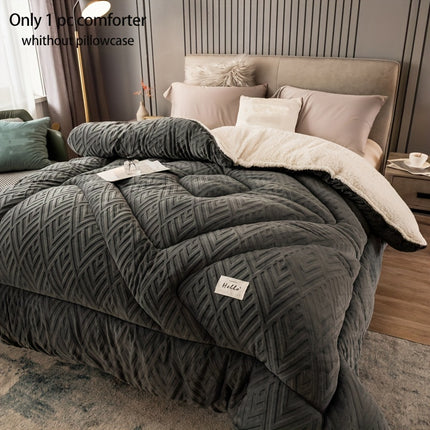 1pc Contemporary Quilted Comforter, Medium Weight Polyester 100% with Microfiber Filling,