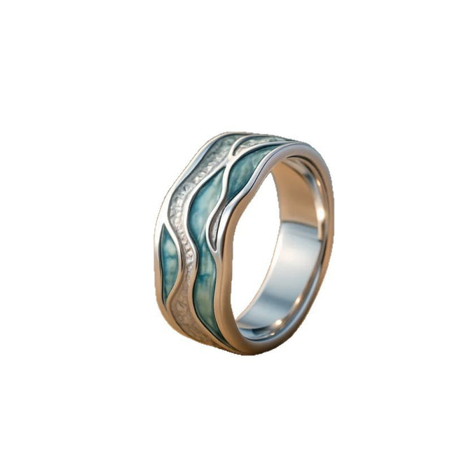 Beach Wave Series Ring Design Aurora Ocean Holiday Style Jewelry