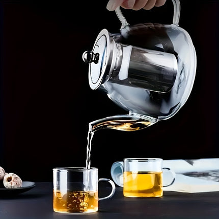 1pc Teapot, Thickened Heat-resistant Glass Teapot with Elegant Tea Infuser Cup, Stainless Steel Filter Teapot