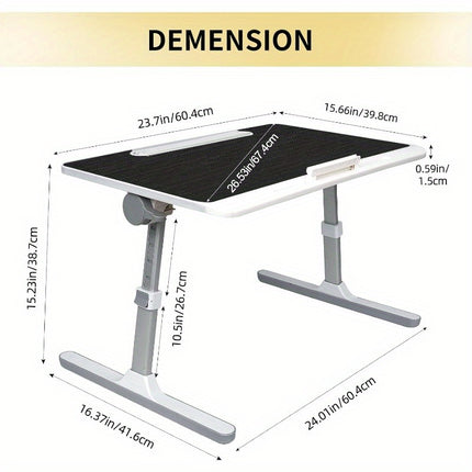 Folding Laptop Desk with Built-In LED Light and Storage Drawer – Portable Bed Table for Sofa
