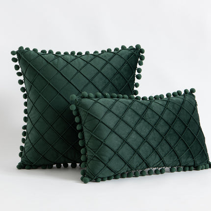 Velvet Solid Color Diamond Tassel Pillowcase