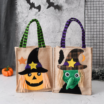 Halloween Candy Tote Bag For Kids Funny Creative Witch Skull Pumpkin