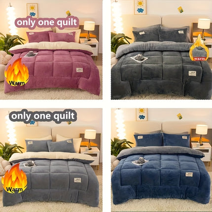 1pc Contemporary Quilted Fleece Blanket Ultra-Soft Plush Microfiber, Thick All-Season Warmth