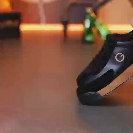 Men'S Low-Top Skate Sneakers - Brown & Black PU with Golden