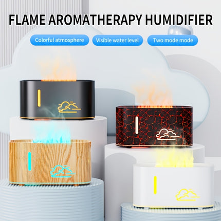 1pc 3D Flame Effect Night Light & Air Humidifier with Essential Oil Diffuser, Sleep-Enhancing Glow