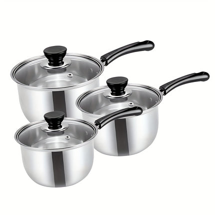 3pcs Stainless Steel Saucepans Cookware Set