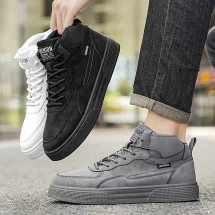 Men'S White Low-Top Sneakers - Casual Skate Shoes with Lace-Up Closure,
