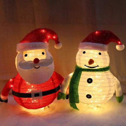 Folding Cloth Snowman Saint Telescopic Luminous LED String Lights Outdoor Decoration