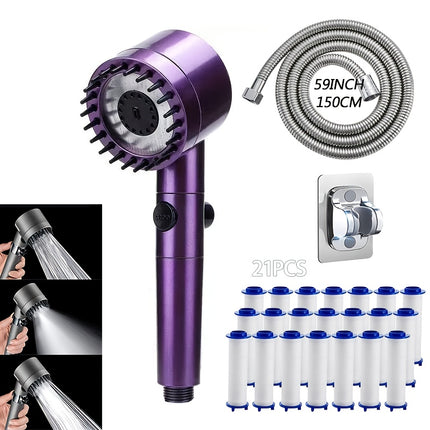 4-Speed High Pressure Shower Heads with Filter Cartridges Set, Water-Saving Shower Head