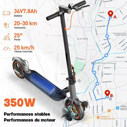 Seemar S3 adult foldable electric scooter, front and rear dual brakes, 25km long range+25km/h 350W