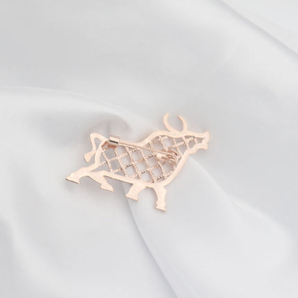 Zodiac Ox Brooch Ins Cartoon Cute Retro