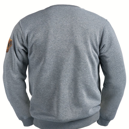 STAY WILD Print Trendy Sweatshirt, Men's Casual Graphic Design Crew Neck Pullover Sweatshirt for Fall Winter