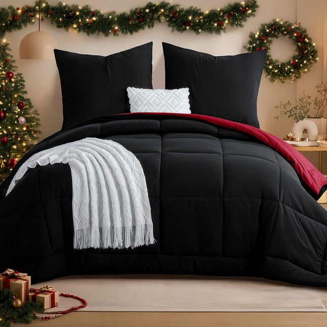 2/3pcs Reversible All-Season Comforter Set with 80x80cm Pillowcases