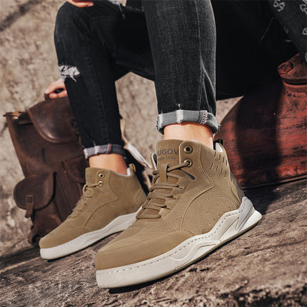 Men'S & Women'S Large Size Retro High-Top Sneakers - Chunky Platform Sole, Round Toe,