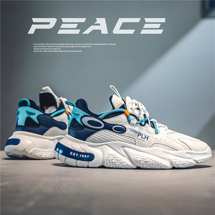 Men's Vintage Old School Style Chunky Shoes, Comfy Non Slip Durable Lace Up Sneakers For Men's Outdoor Activities
