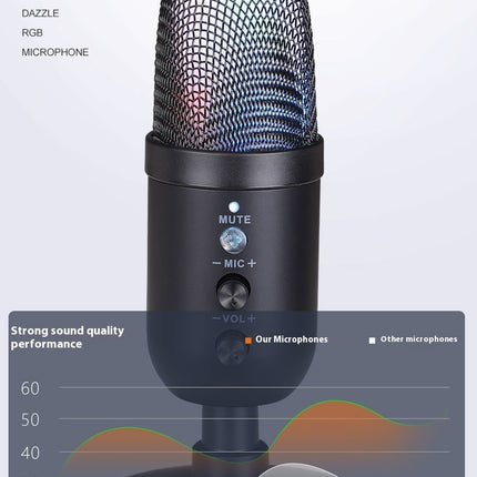 USB Microphone RGB Mobile Phone Computer Live Karaoke E-sports Games Microphone