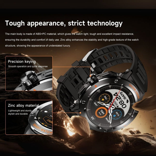 Smartwatch with Earbuds - Zinc Alloy Bezel, 3.71cm Round Display, Wireless Call Function