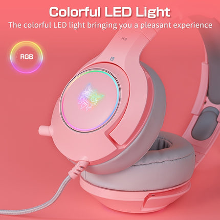 Pink Detachable Cat Ear Headphones | RGB Immersive Experience, Comfortable Wear