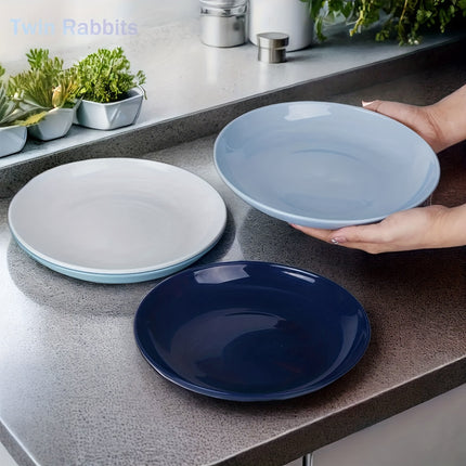 4 Unbreakable 9-Inch Plastic Plates, Microwave And Dishwasher Safe, Dinnerware Set for Home RV Party (Blue Series)