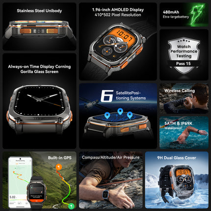 Ultra GPS Smart Watch for Men Halloween Best Gift Compass Altimeter Barometric