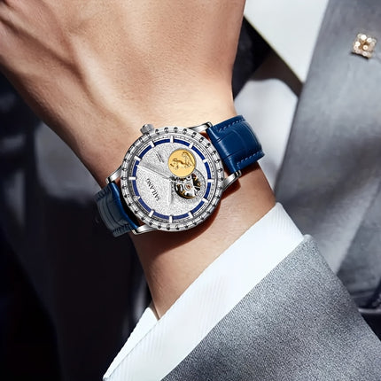 Men'S Luxury Automatic Mechanical Watch with Skeleton Dial & Exposed Movement