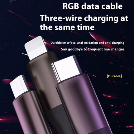One-to-three Luminous Fast Charging RGB Data Cable
