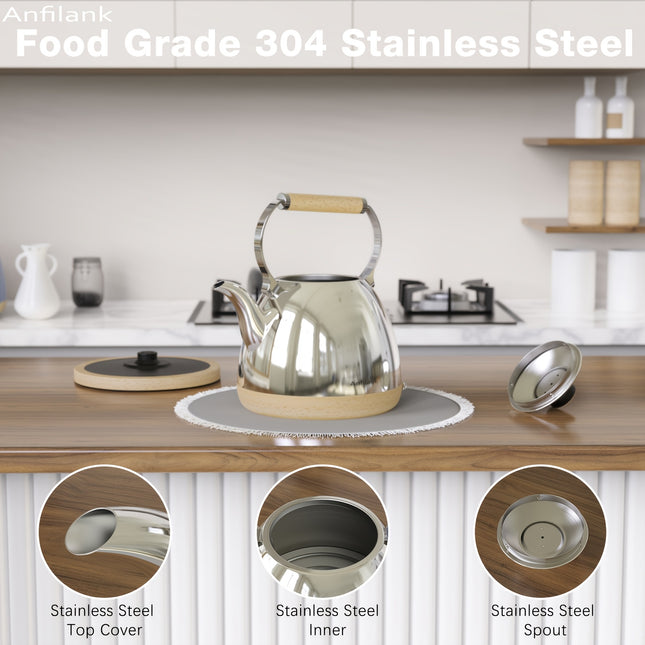 Stainless Steel Electric Kettle | 1500W Silver Wood Grain Design, Fast Boil, Anti-Dry Burning,