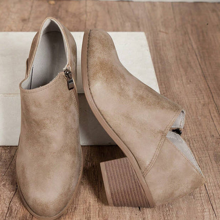 Philippine Gray Tulip Opening Suede Ankle Boots