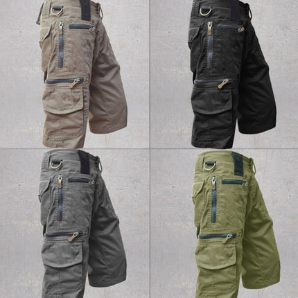 Loose Straight Summer Plus Size Trend Casual Multi-bag Pure Cotton Workwear Shorts Men