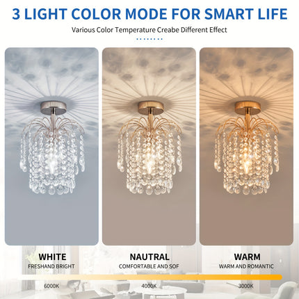 1pc Modern Semi-Flush Mount Ceiling Light Fixture - Elegant Golden Chandelier with E14 Bulb Base,