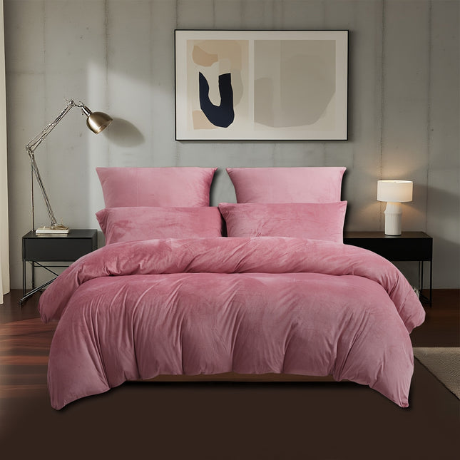 Winter Christmas New Solid Color Comfortable Flannel Warm Duvet Cover Set 135x200cm