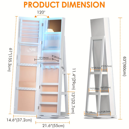 Jewelry Armoire - Sturdy and Stable Free-Standing Design with Soft and Energy-Efficient LED Lighting