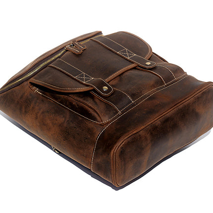 Men's Retro Crazy Horse Leather Backpack Casual