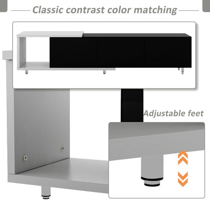 VIBE HAUS 70.1''-100'' Modern Stylish TV Stand TV Cabinet for 80+inch TV, White+Black,