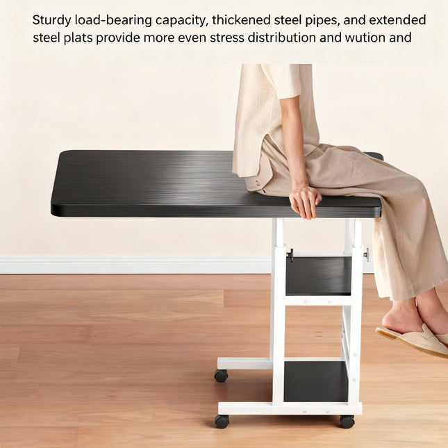 Nursing Specific Bedside Dining Table with Adjustable Height Brake Roller, Bedside