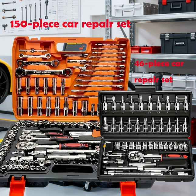 151/46pcs Automotive And Motorcycle Repair Tool Kit - Made of Durable Chrome Vanadium
