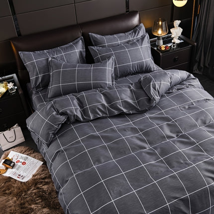 3pcs Geometric Print Duvet Cover Set - Soft, Breathable Polyester, All-Season Comforter with Zip Closure