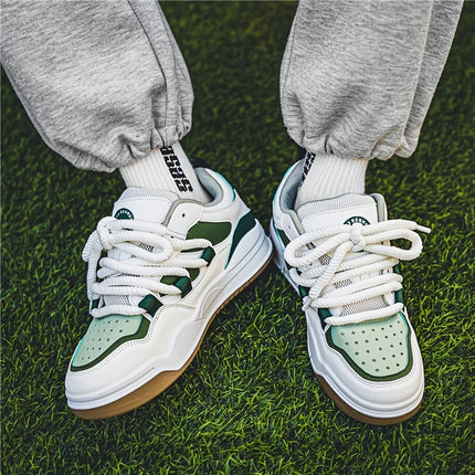 Men's All-Season Thick-Soled Bread Sneakers Low-Top Lace-Up Casual Sports Shoes with Non-Slip