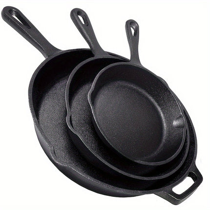 3 Cast Iron Pots with Nozzles - Heavy-duty Pots with Heat-resistant Handles -