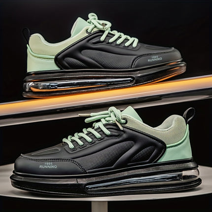 Men'S Stylish Low-Top Running Sneakers - Light Blue & Black Colorway, Breathable Mesh Lining