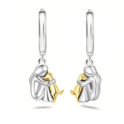 Fashion Little Girl And Dog Hug Necklace