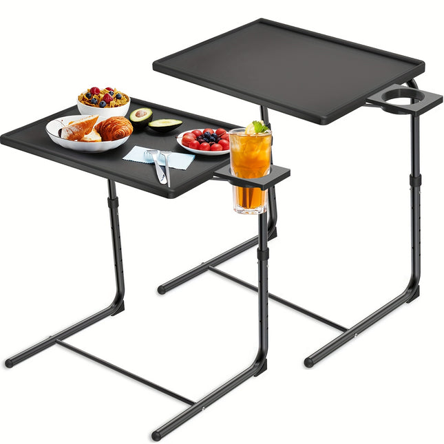 2pcs Adjustable TV Tray Table - Bed And Sofa Dining Table For Eating,