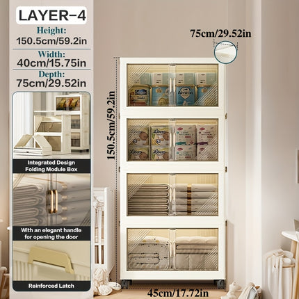 1pc40.01cm multi-layer multifunctional folding storage cabinet, with huge storage space