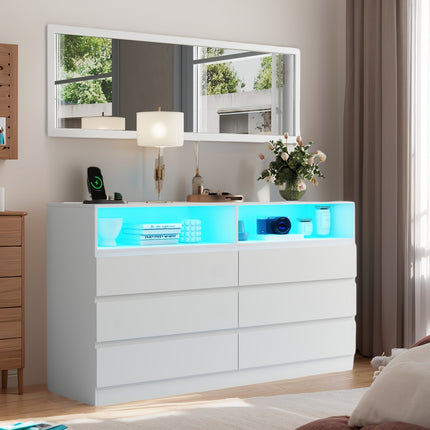 Full Length Mirror 48"x16", Storage Cabinet With LED Light, White Cabinet Organizer With Power Outlet,
