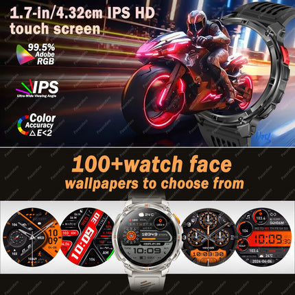 smartwatch features a 1100mAh large battery, supports wireless calling, message notifications,