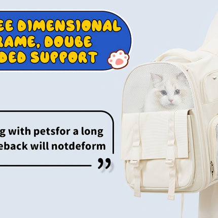 Large Capacity Portable Pet Carrier Backpack Breathable Nylon with Transparent Front Panel