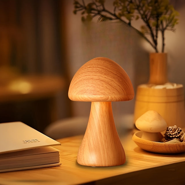 USB Dimmable Mushroom Table Lamp with Touch Control, Smart Tri-Color Mushroom Lamp