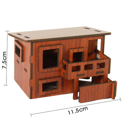 Wooden 3D Stereo Puzzle Small House Building Assembly Model DIY Ornaments